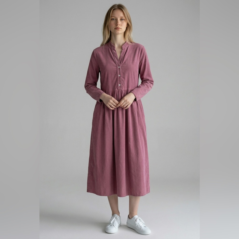 Terre Mere lightweight corduroy dress with pockets, pink, size 10